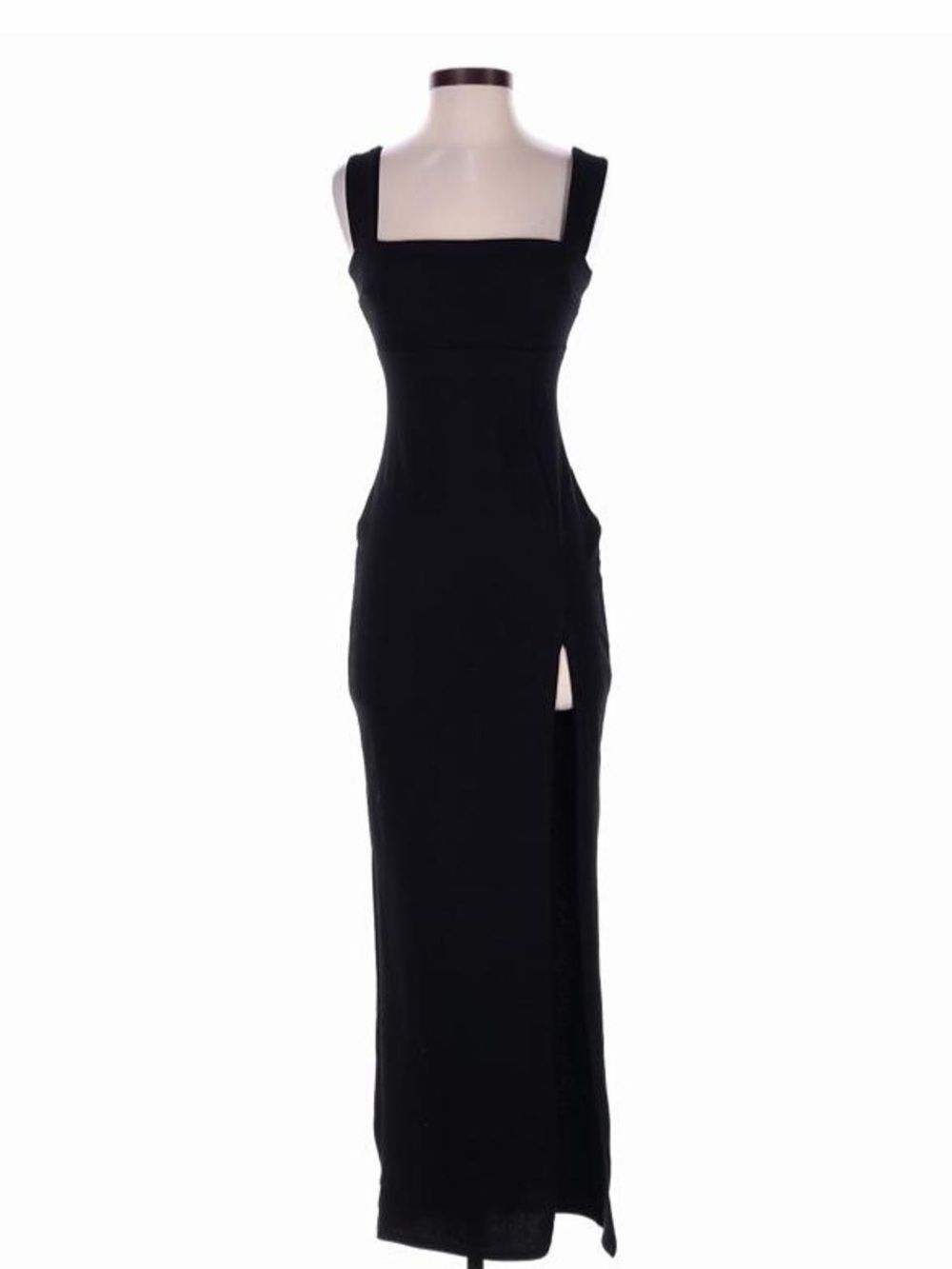 Nasty Gal Black Square-Neck Maxi Dress with Side Slit